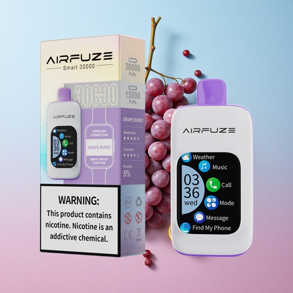 AirFuze Smart 30000 Puffs Jednokratna Vape Grozdani Prasak 2.01\"TFT ekran s osjetom na dodir Type-C Croatia Vape Wholesale