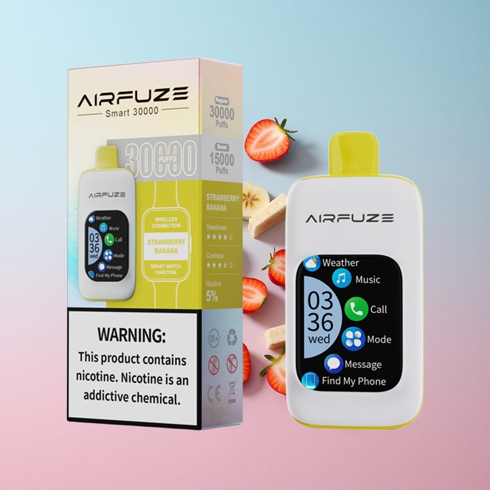 AirFuze Smart 30000 Puffs Jednokratna Vape Jagoda Banana 2.01\" TFT ekran s osjetom na dodir, Type-C Croatia Vape Wholesale