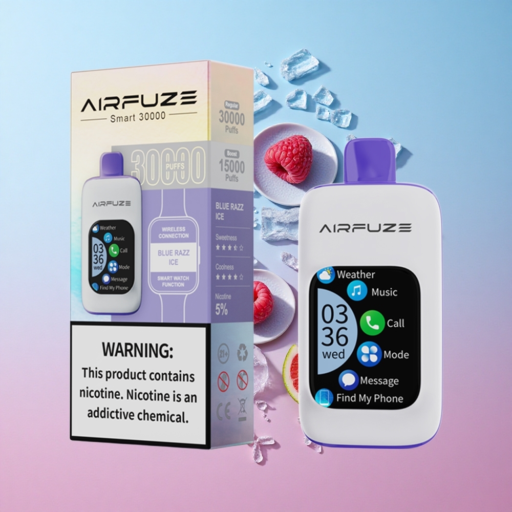 AirFuze Smart 30000 Puffs Jednokratna Vape Plavi Razz Led Tip-C punjač Croatia Vape Wholesale