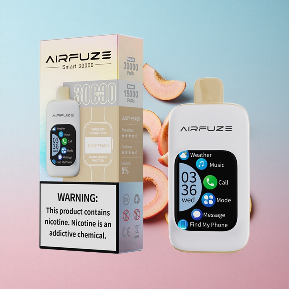 AirFuze Smart 30000 Puffs Jednokratna Vape Sočna Breskva 5% Nikotina 900mAh Type-C Croatia Vape Wholesale