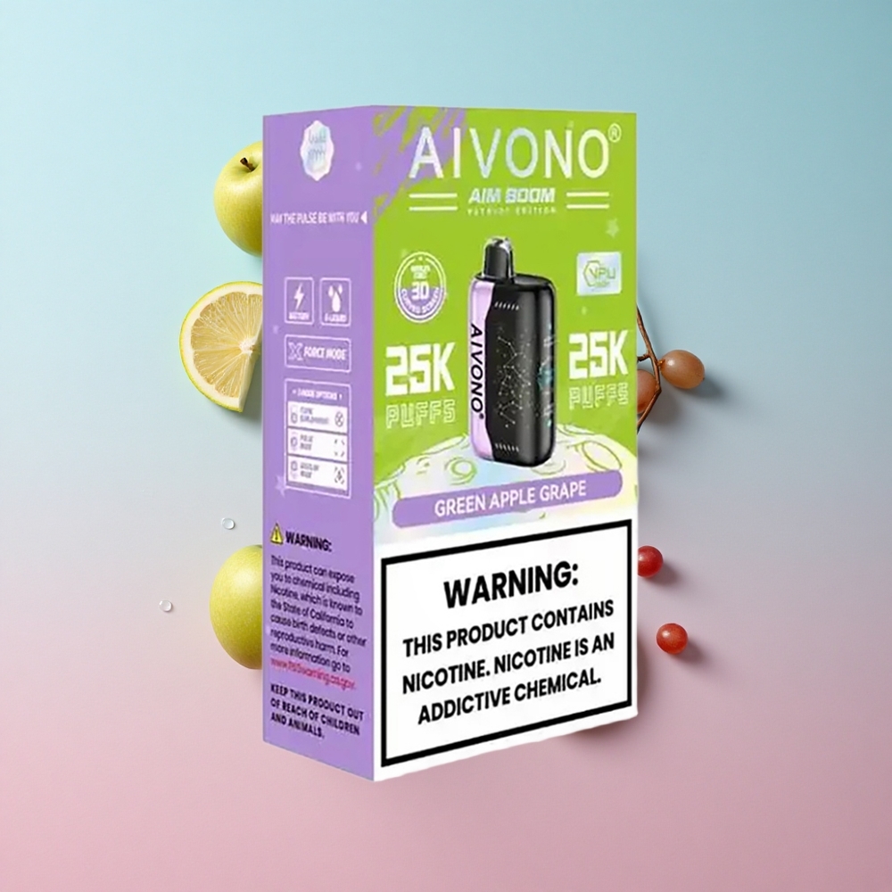 Aivono AIM BOOM 25000 Puffs Zelena Jabuka Grožđe 28ml Kapacitet Tekućine Croatia Vape Wholesale