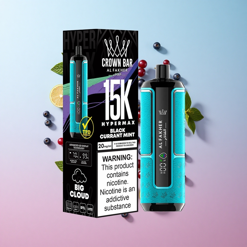 Al Fakher Crown Bar 15K Hypermax Jednokratna Vape Kit Crna Ribica & Metvica 15000 Puffs 22ml Kapacitet Croatia Vape Wholesale