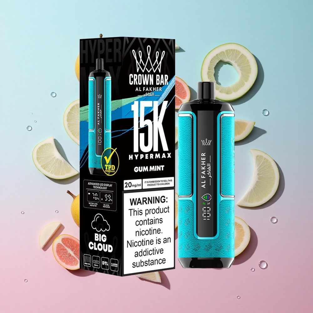 Al Fakher Crown Bar 15K Hypermax Jednokratna Vape Kit Gum Meta (22ml, 15,000 pufova) Croatia Vape Wholesale