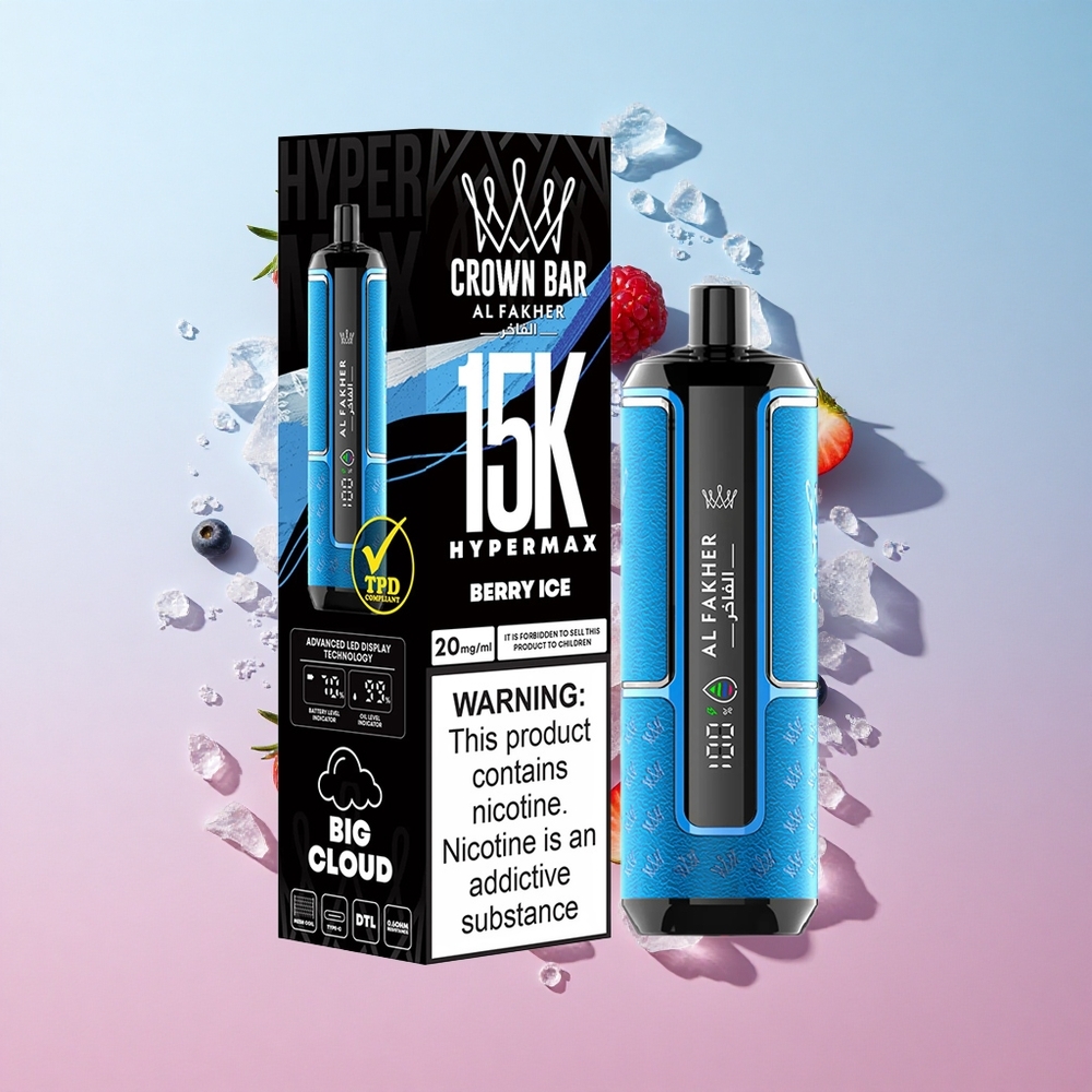 Al Fakher Crown Bar 15K Hypermax Jednokratna Vape Kit Jagoda Led 15000 Puffs Croatia Vape Wholesale
