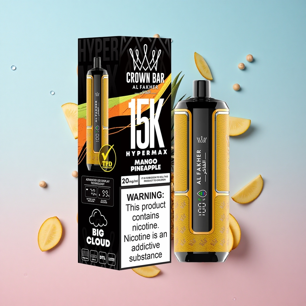 Al Fakher Crown Bar 15K Hypermax Jednokratna Vape Kit Mango Ananas 22ml 15000 Puffs Croatia Vape Wholesale