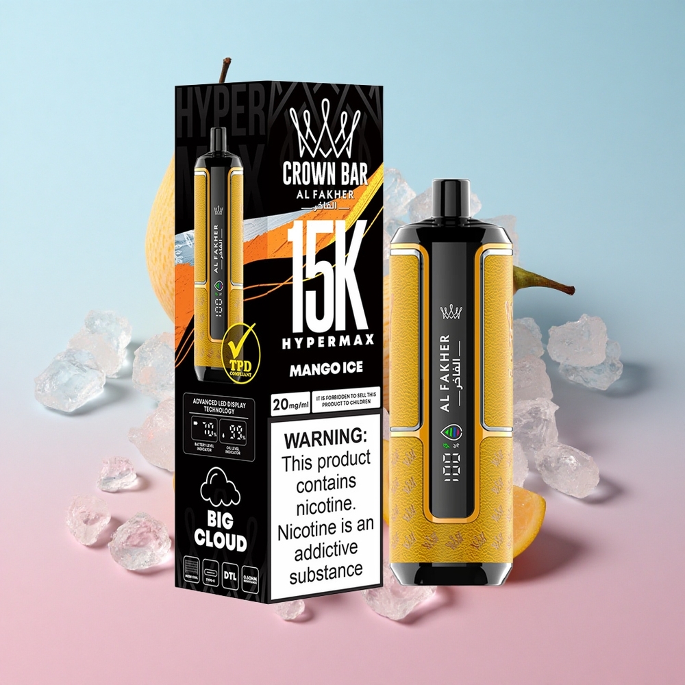Al Fakher Crown Bar 15K Hypermax Jednokratna Vape Kit Mango Led 15000 Puffs 22ml E-tečnosti Croatia Vape Wholesale