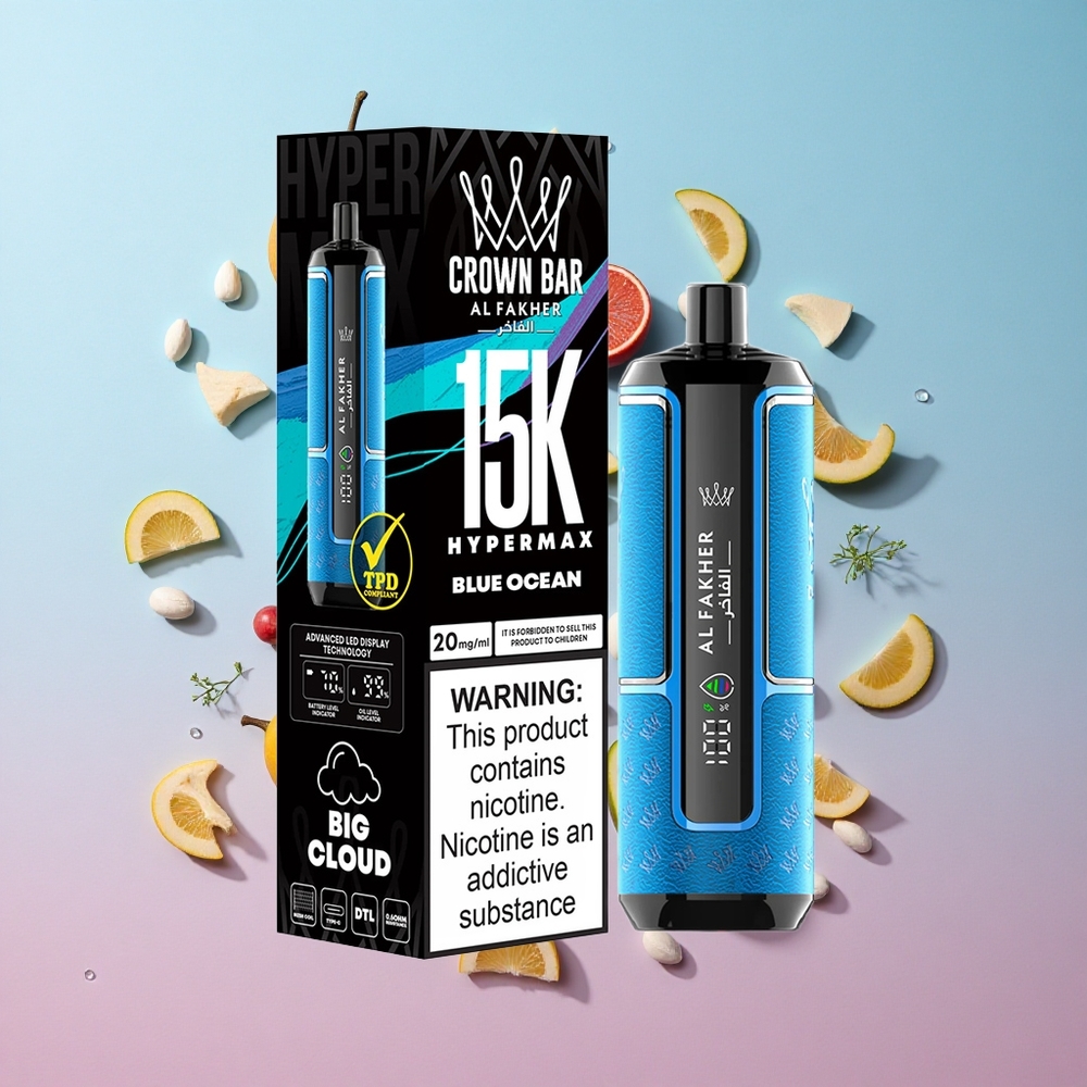 Al Fakher Crown Bar Hypermax 15K Plavi Ocean DTL Vape Croatia Vape Wholesale