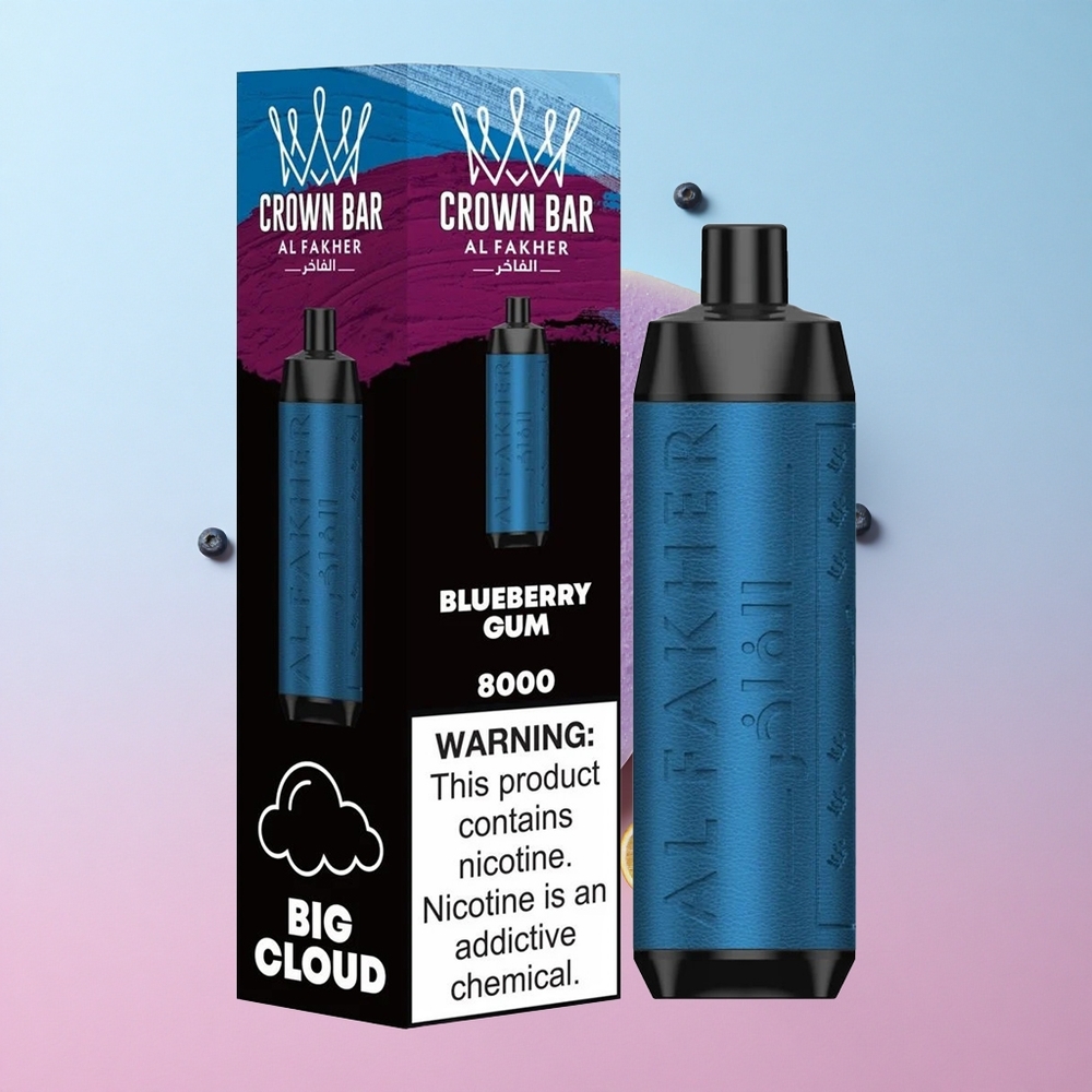 Al Fakher Crown Bar 8000 Crystal Jednokratna Vape Borovnica Žvakaći Gumus Croatia Vape Wholesale