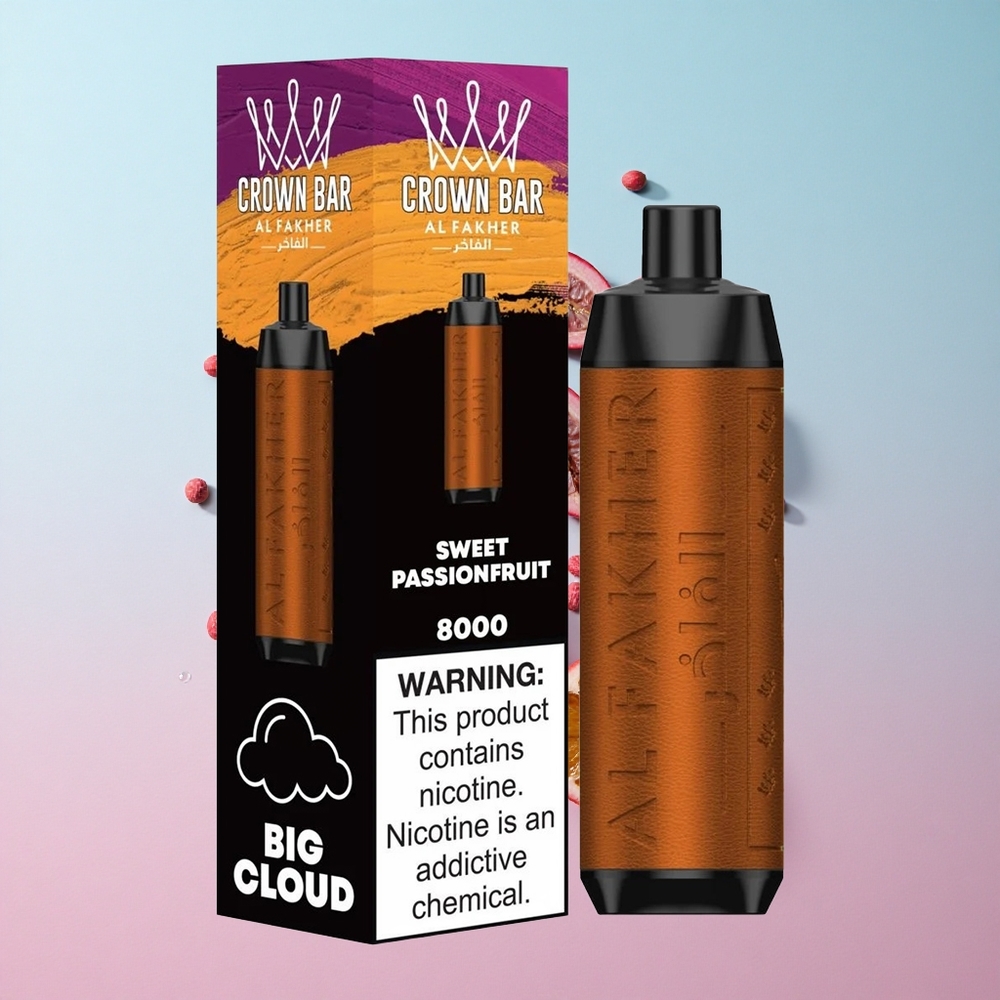 Al Fakher Crown Bar 8000 Crystal Jednokratni Vape Slatka Marakuja 18ml Kapacitet Tekućine Croatia Vape Wholesale