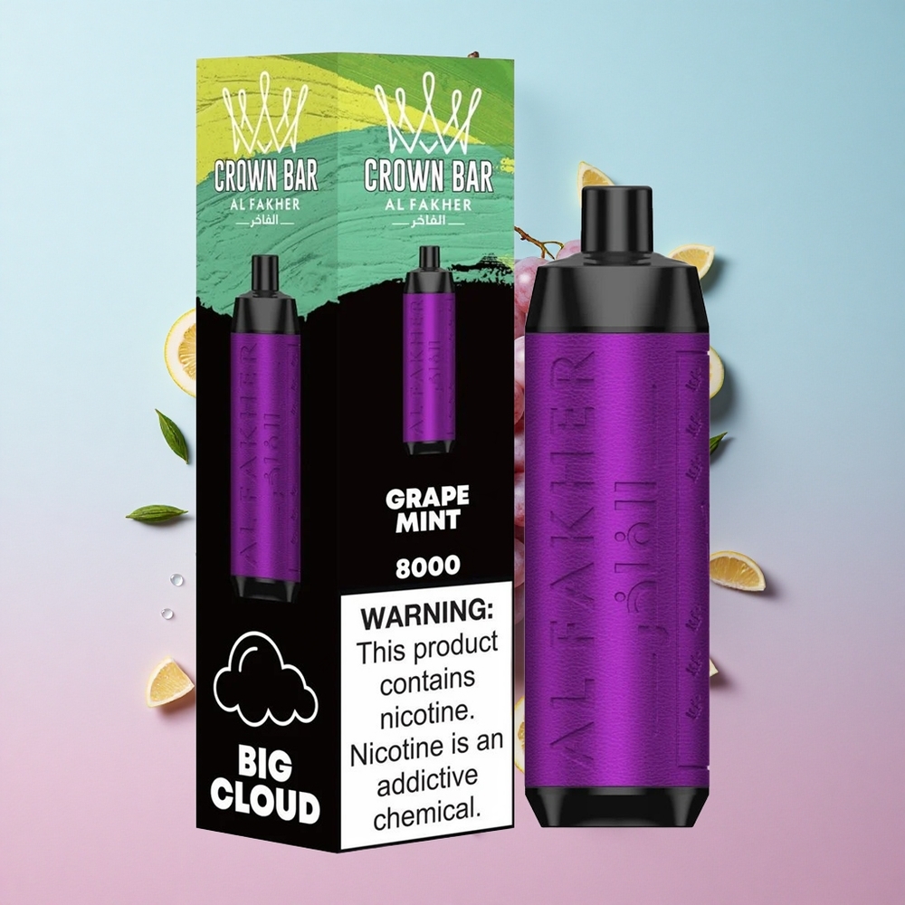 Al Fakher Crown Bar 8000 Kristal Jednokratna Vape Grožđe Meta Croatia Vape Wholesale