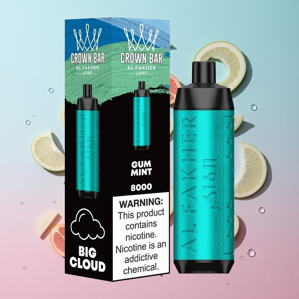 Al Fakher Crown Bar 8000 Kristal Jednokratna Vape Žvakaća Meta 8000 Puffs Croatia Vape Wholesale