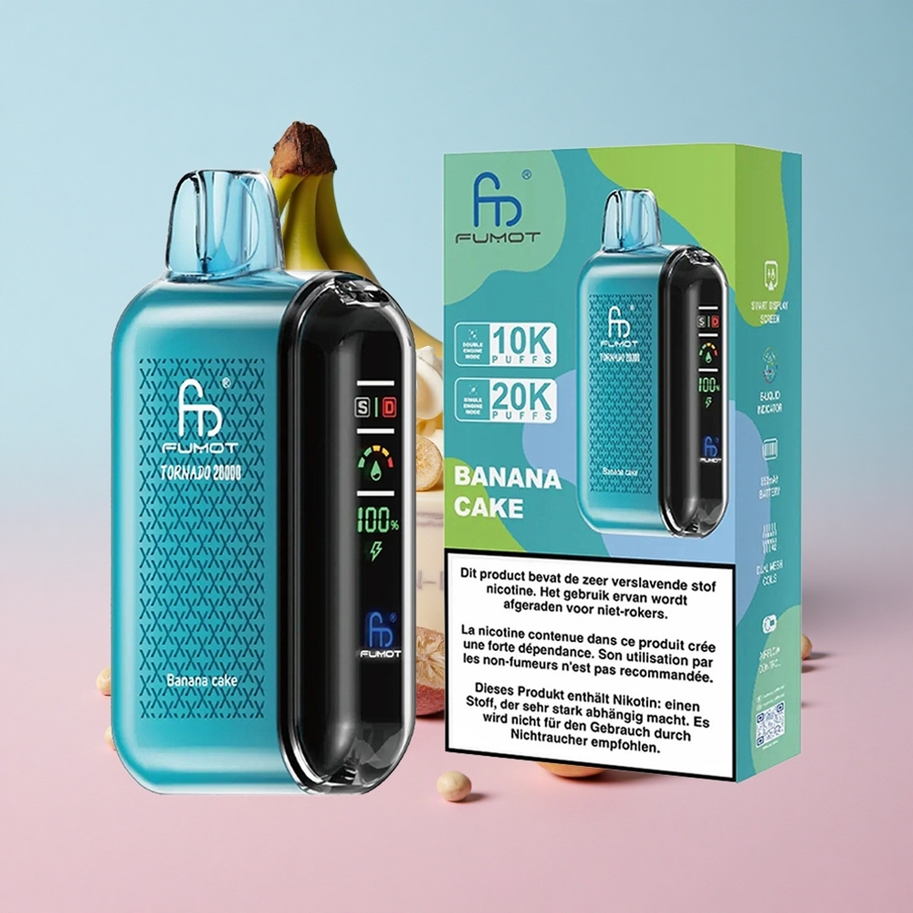 Fumot Tornado 20000 Puffs Banana Cake Dual Mesh Coil Croatia Vape Wholesale