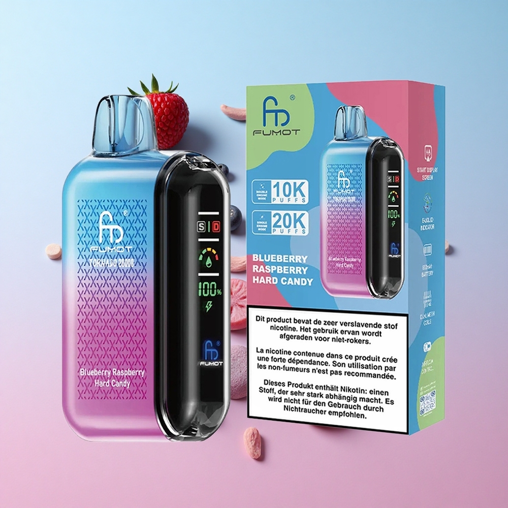 Fumot Tornado 20000 Puffs Borovnica Malina Tvrdi Bombon Dual Mesh Coil Croatia Vape Wholesale