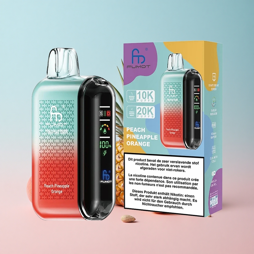 Fumot Tornado 20000 Puffs Breskva Ananas Naranča Dual Mesh Coil Croatia Vape Wholesale