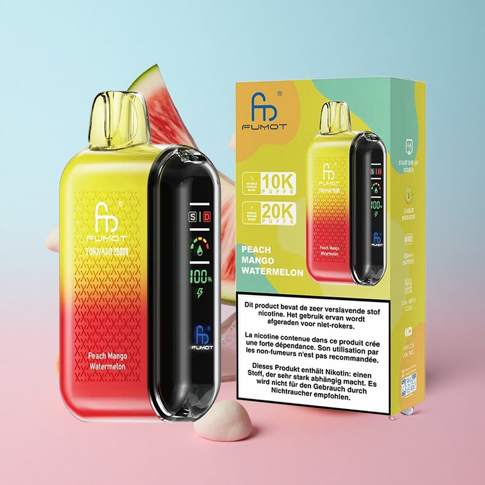 Fumot Tornado 20000 Puffs Breskva Mango Lubenica Dual Mesh Coil Croatia Vape Wholesale