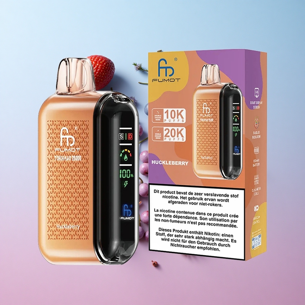 Fumot Tornado 20000 Puffs Dual Mesh Coil Huckleberry Jagoda Croatia Vape Wholesale