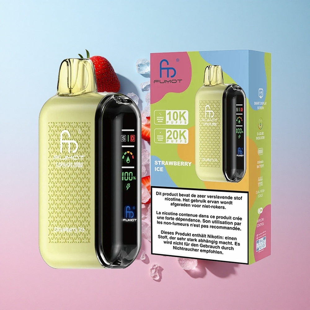 Fumot Tornado 20000 Puffs Dual Mesh Coil Jagoda Led Croatia Vape Wholesale