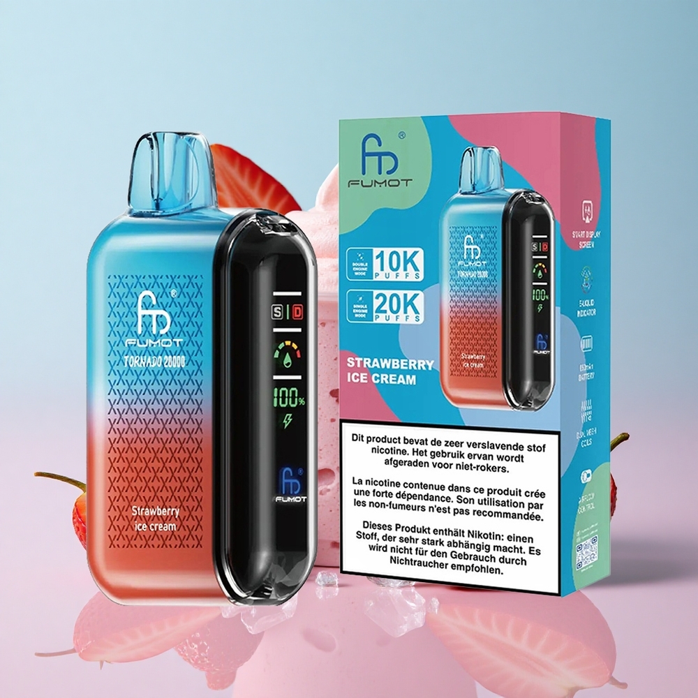 Fumot Tornado 20000 Puffs Dual Mesh Coil Jagoda Sladoled Croatia Vape Wholesale