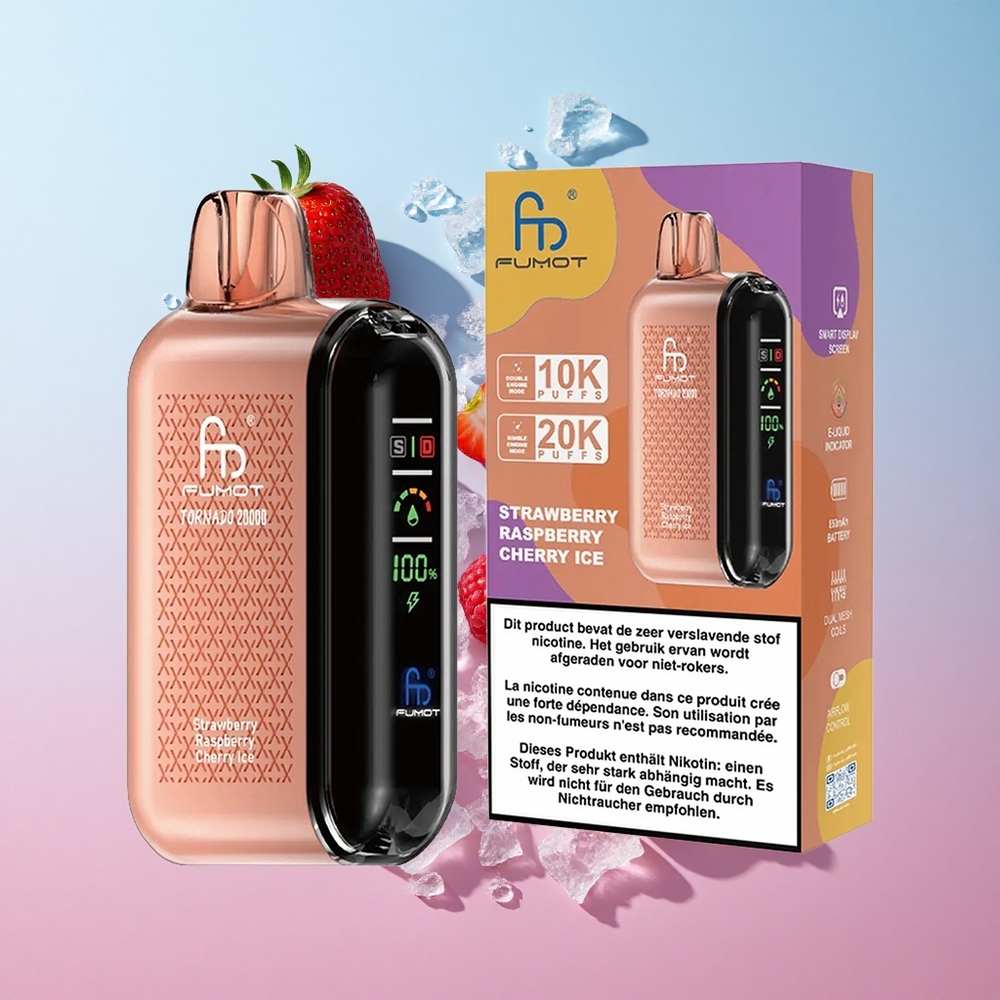 Fumot Tornado 20000 Puffs Jagoda Malina Trešnja Led Dual Mesh Coil Croatia Vape Wholesale