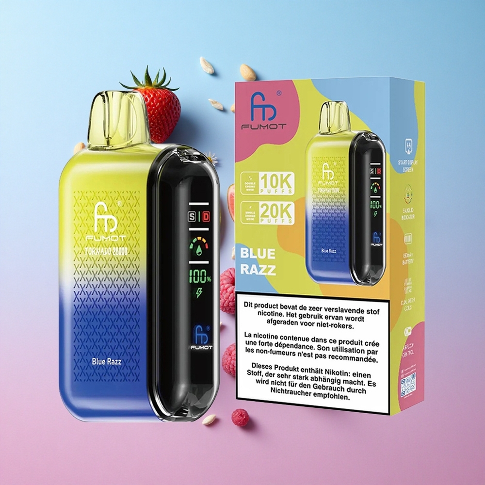 Fumot Tornado 20000 Puffs Jednokratna Vape Plava Malina Dual Mesh Coil Croatia Vape Wholesale