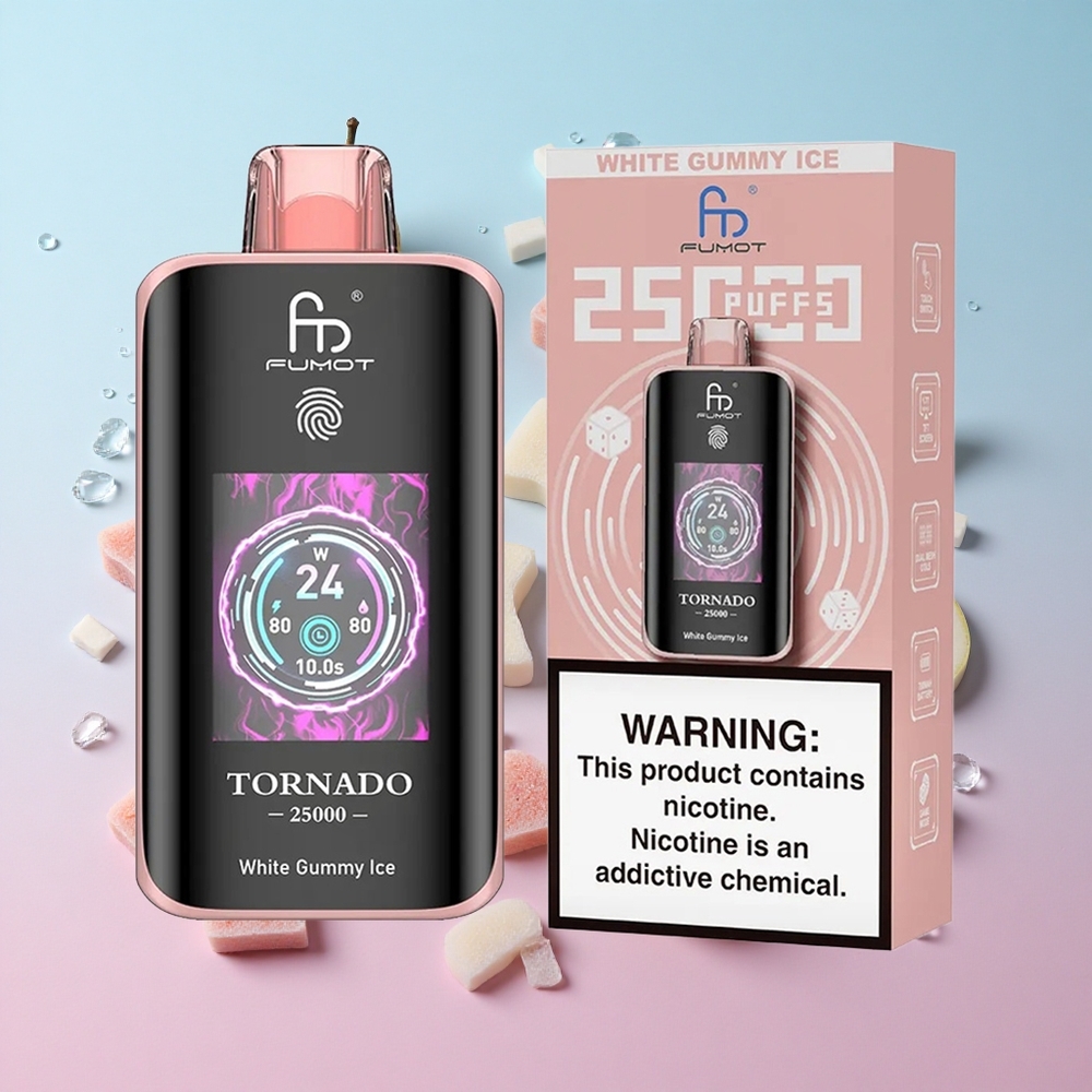 Fumot Tornado 25000 Puffs Bijeli gumeni led 20ml pre-filled e-liquid Croatia Vape Wholesale