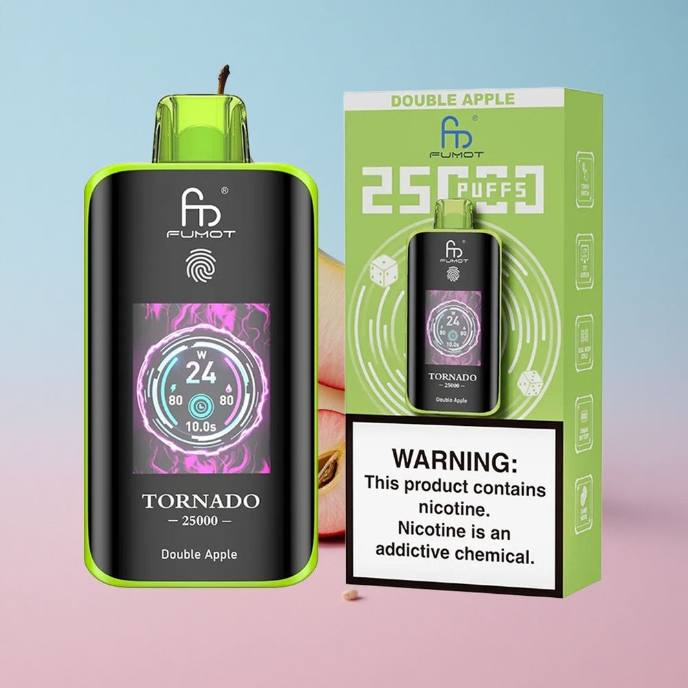 Fumot Tornado 25000 Puffs Dvostruka Jabuka 20ml Pre-filled E-liquid HD Ekran Croatia Vape Wholesale