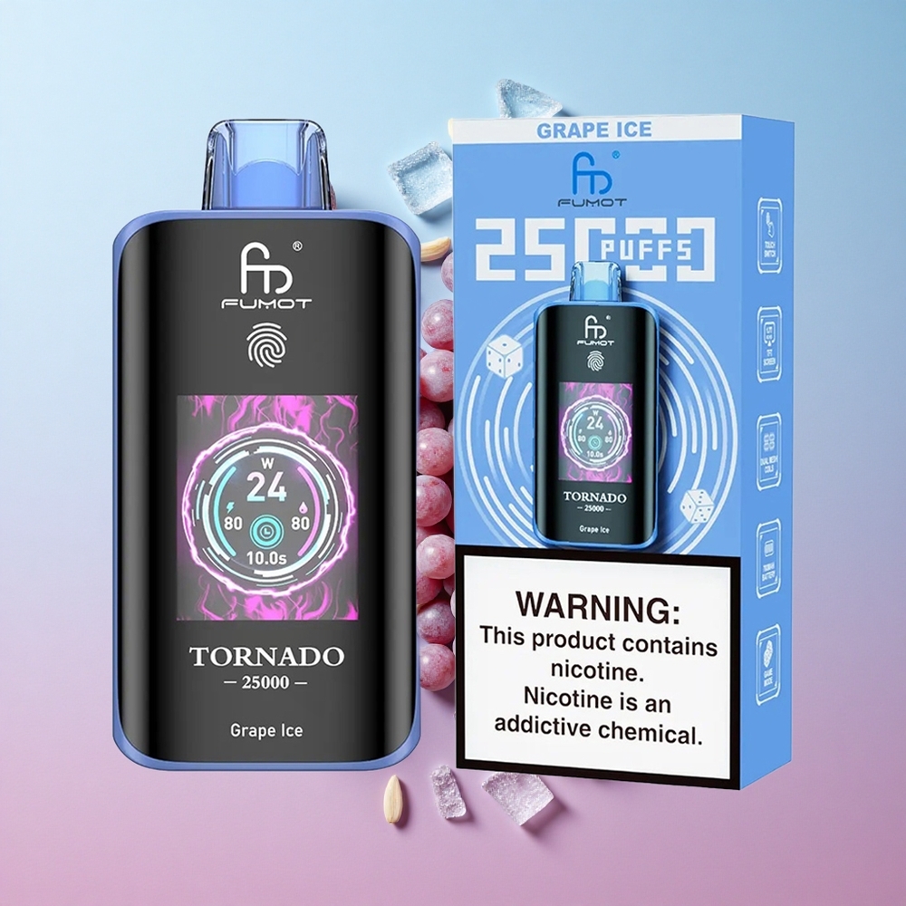 Fumot Tornado 25000 Puffs Grozd Led 20ml Pre-filled E-liquid HD Ekran Croatia Vape Wholesale