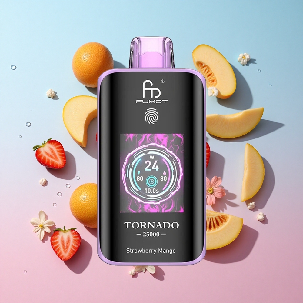 Fumot Tornado 25000 Puffs Jagoda Mango 20ml Pre-filled E-liquid HD Ekran Croatia Vape Wholesale