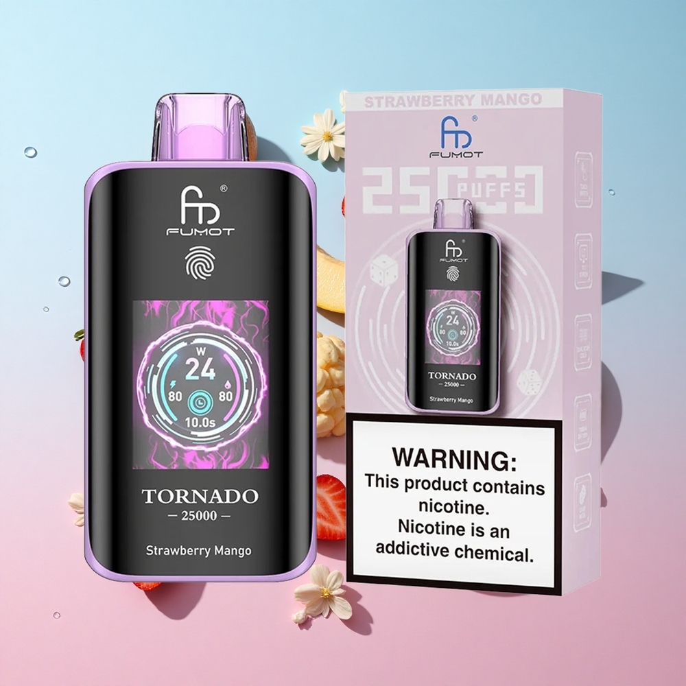 Fumot Tornado 25000 Puffs Jagoda Mango 20ml Pre-filled E-liquid HD Ekran Croatia Vape Wholesale