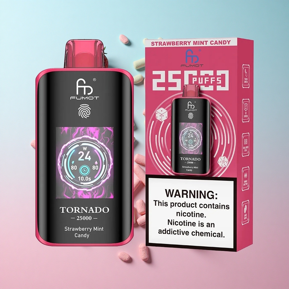 Fumot Tornado 25000 Puffs Jagoda Met Bombon HD Ekran Croatia Vape Wholesale