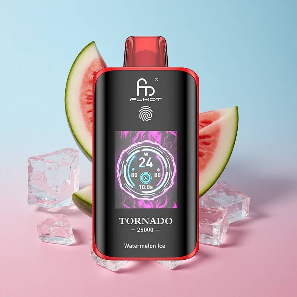 Fumot Tornado 25000 Puffs Lubenica Led 20ml Prelivena Tekućina HD Ekran Croatia Vape Wholesale