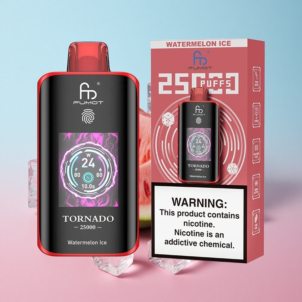 Fumot Tornado 25000 Puffs Lubenica Led 20ml Prelivena Tekućina HD Ekran Croatia Vape Wholesale