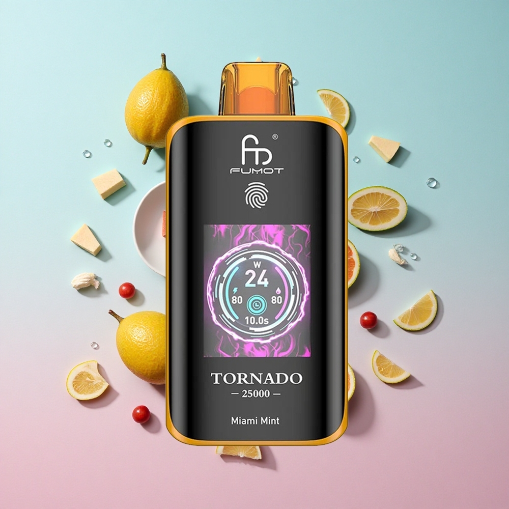 Fumot Tornado 25000 Puffs Miami Metvica 20ml Pre-filled E-liquid HD Ekran Croatia Vape Wholesale
