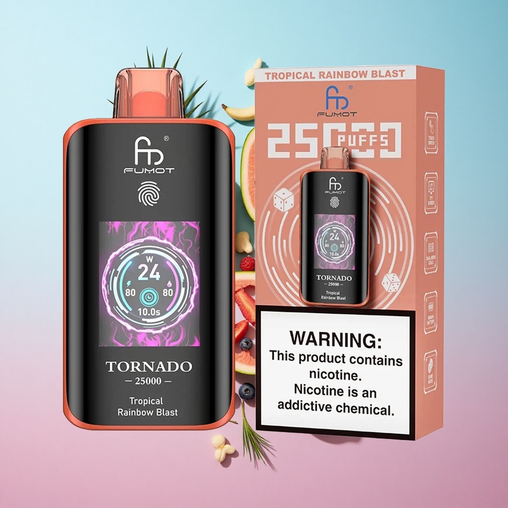 Fumot Tornado 25000 Puffs Tropicalna Duga Eksplozija HD Ekran Croatia Vape Wholesale