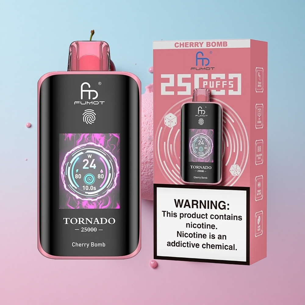 Fumot Tornado 25000 Puffs Višnjevo Granate HD Ekran Croatia Vape Wholesale