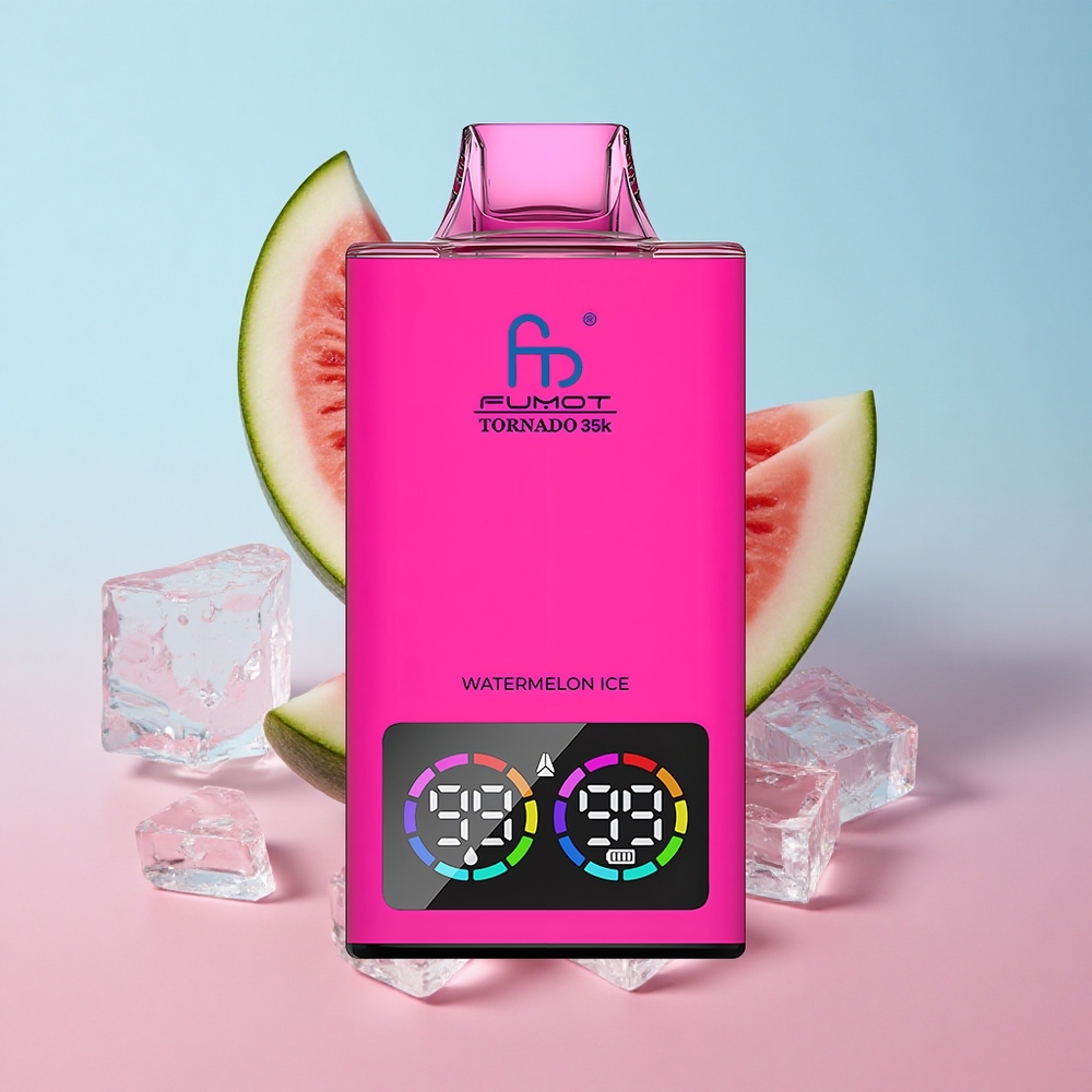 Fumot Tornado 35000 Jednokratna Vape Lubenica Led Dual Mesh Coil USB-C Croatia Vape Wholesale