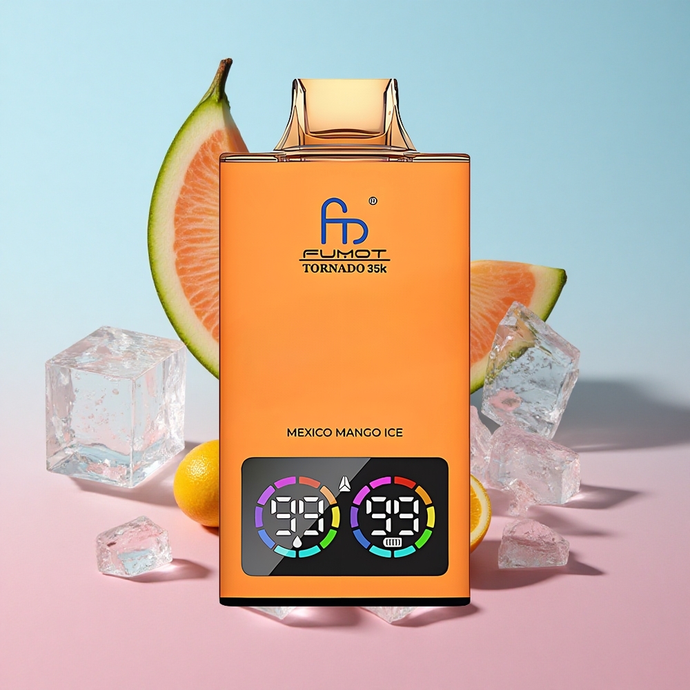 Fumot Tornado 35K Jednokratna Vape 35000 Puffs Meksički Mango Led Dual Mesh Coil USB-C Croatia Vape Wholesale