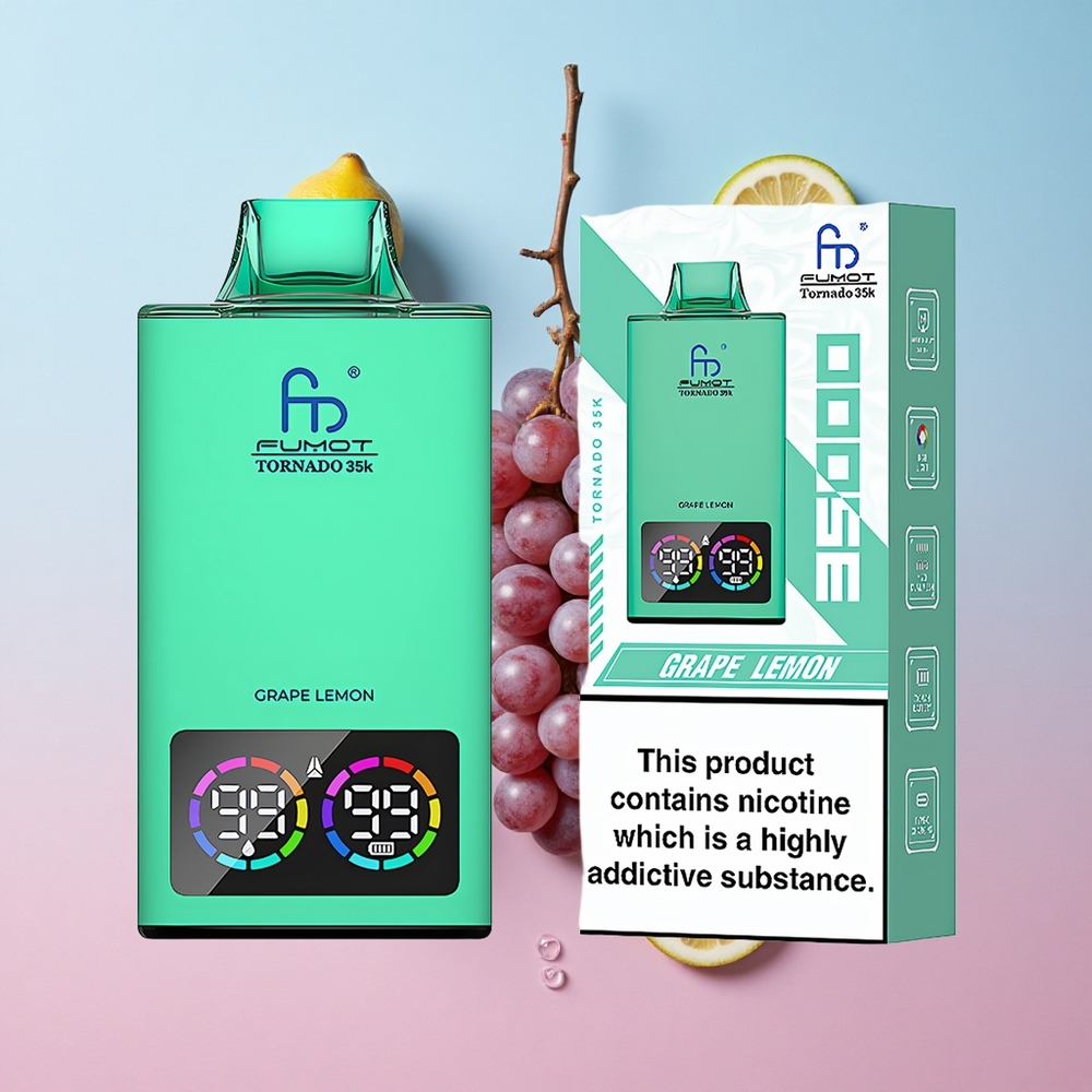 Fumot Tornado 35K Jednokratna Vape Grožđe Limun Dual Mesh Coil Croatia Vape Wholesale