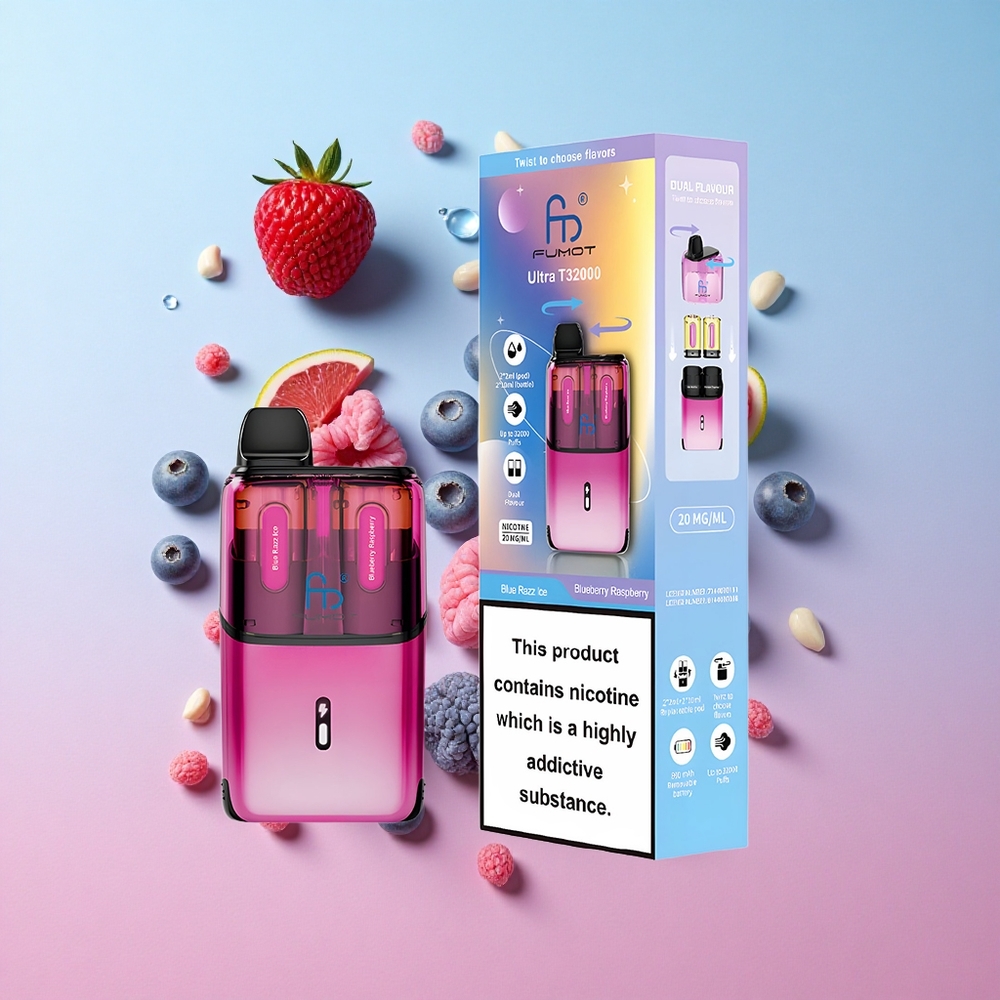 Fumot Ultra T32000 Jednokratna Vape 32000 Puffs Plavi Razz Led Borovnica Malina & 800mAh Baterija Croatia Vape Wholesale
