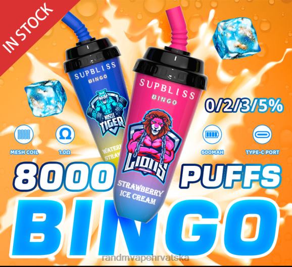 RandM Disposable Vape - RandM Supbliss Bingo 8000 vape pod uređaj 1 kom N6ZTB261 sakura grožđe