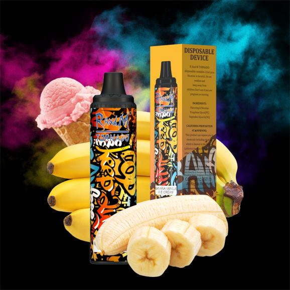 RandM Disposable Vape - RandM Tornado 6000 Vape Pod uređaj za kontrolu protoka zraka 1 kom N6ZTB297 sladoled od banane i vanilije