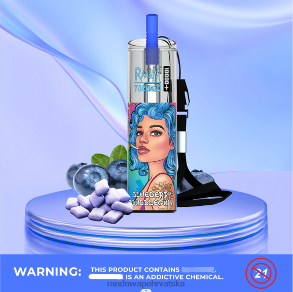 RandM Vape Hrvatska - RandM Tornado 10000 plus uređaj za kontrolu protoka zraka 1 kom N6ZTB82 žvakaća guma od borovnice