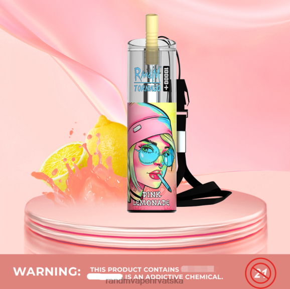 RandM Vape Shop - RandM Tornado 10000 plus uređaj za kontrolu protoka zraka 1 kom N6ZTB77 ružičasta limunada