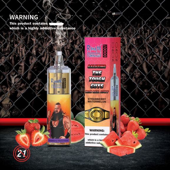 RandM Disposable Vape - RandM Tornado 10000 Vape uređaj za kontrolu protoka zraka 1 kom N6ZTB108 jagoda lubenica