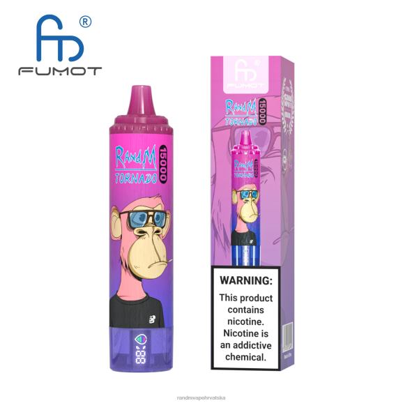 RandM Disposable Vape - Fumot RandM Tornado 15000 Vape uređaj s baterijom i zaslonom za ejuice verzija 1 N6ZTB27 led od grožđa