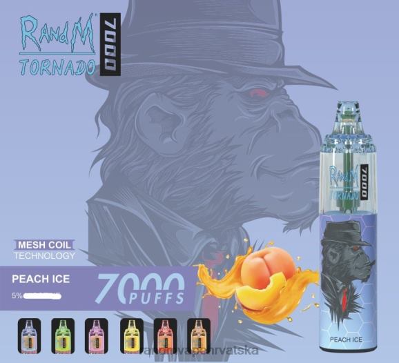 RandM Disposable Vape - RandM Tornado 7000 Vape uređaj za kontrolu protoka zraka 1 kom N6ZTB171 led od breskve