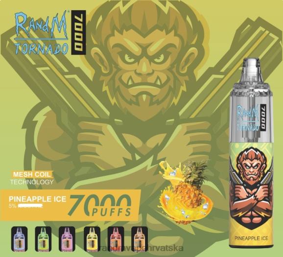 RandM Disposable Vape - RandM Tornado 7000 Vape uređaj za kontrolu protoka zraka 1 kom N6ZTB180 led od ananasa