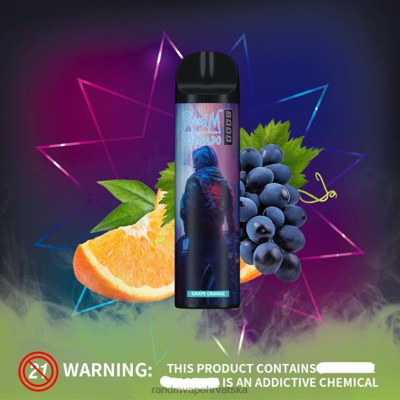 RandM Disposable Vape - RandM Tornado Vape uređaj za kontrolu protoka zraka 8000 1 kom N6ZTB243 grožđana naranča