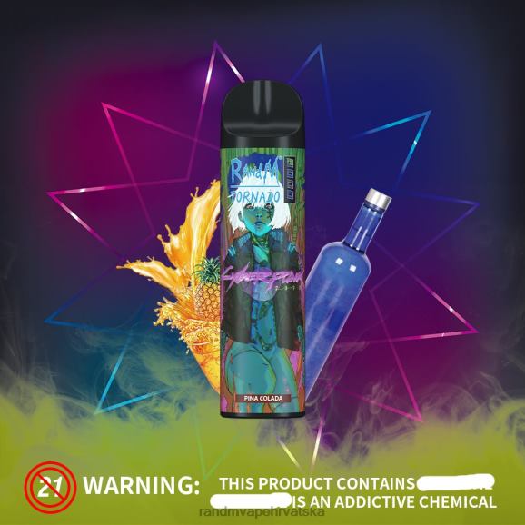 RandM Disposable Vape - RandM Tornado Vape uređaj za kontrolu protoka zraka 8000 1 kom N6ZTB252 Pina Colada