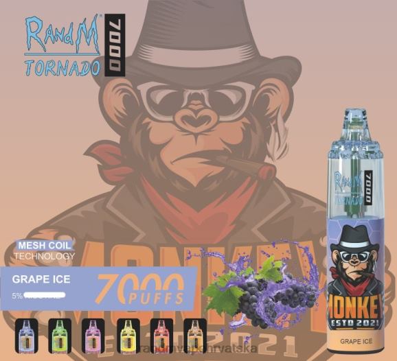 RandM Tornado Croatia - RandM Tornado 7000 Vape uređaj za kontrolu protoka zraka 1 kom N6ZTB173 led od grožđa